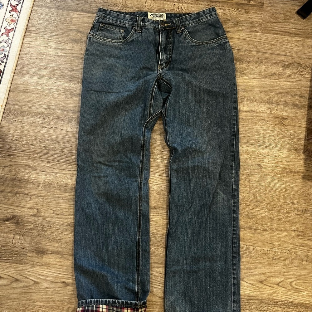 Mountain Khakis Dark Blue Straight Jeans Flannel Inside